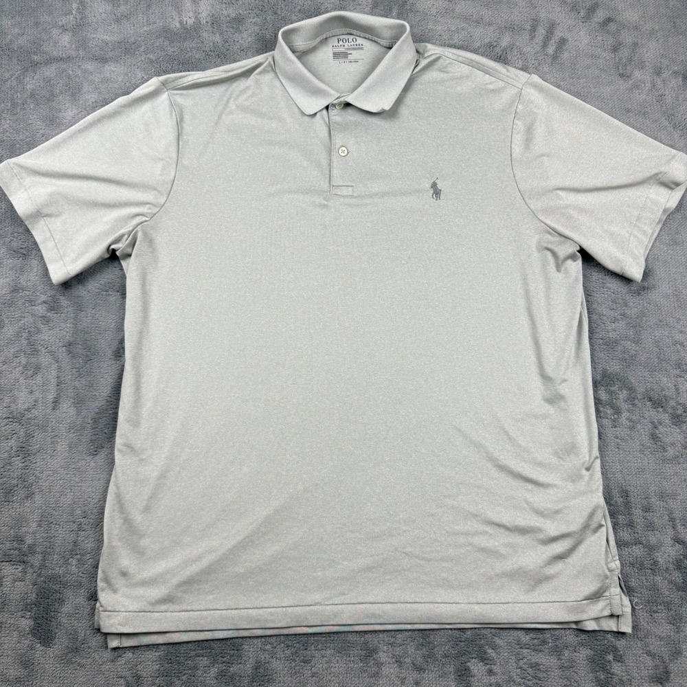 Polo Ralph Lauren Performance Golf Shirt Mens Large Gray Stretch Short Sleeve